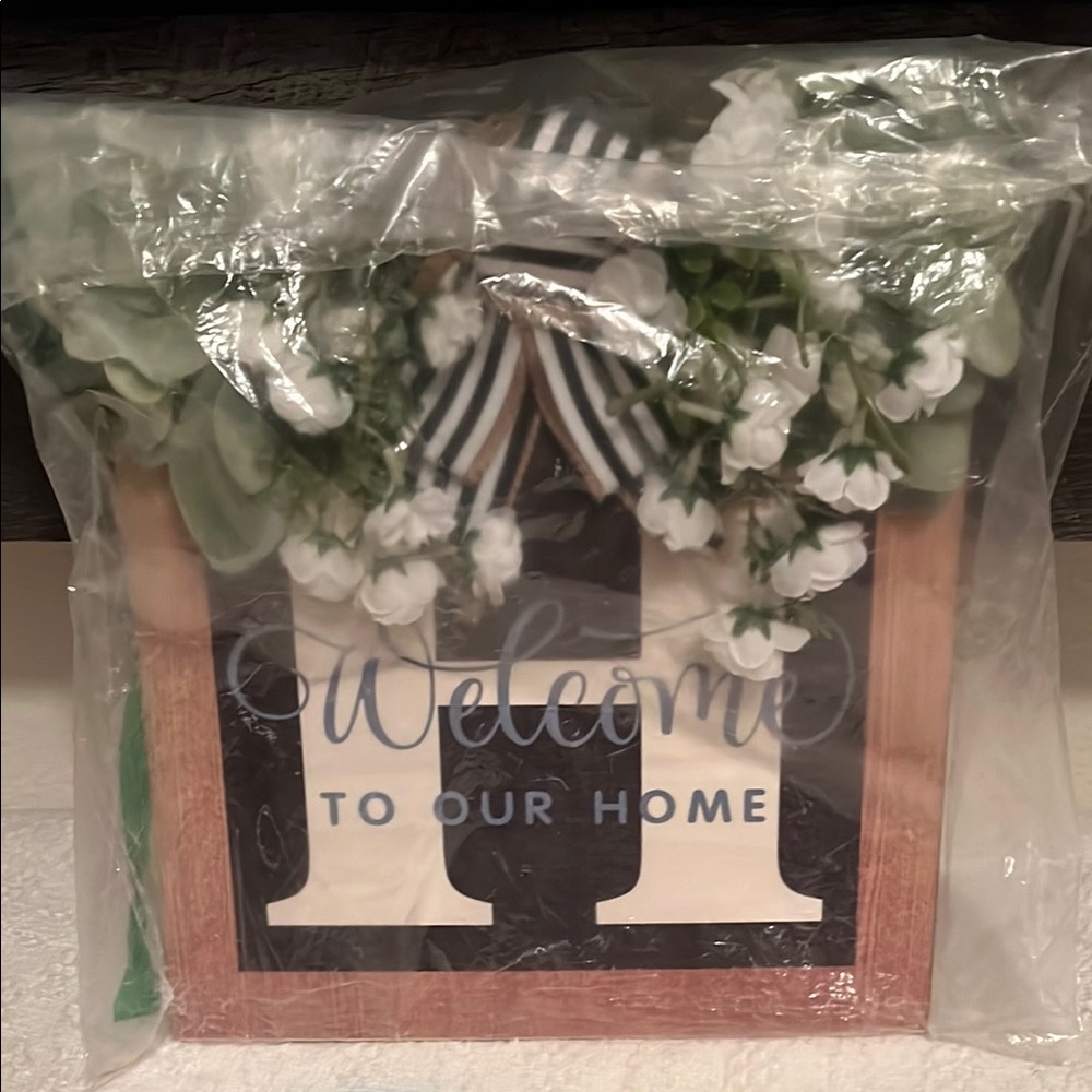Welcome Home Sign with Floral Accents
